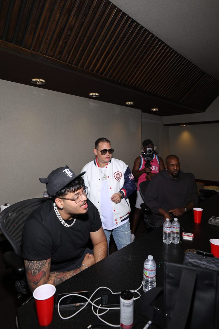 Harman 2x at the studio desk with Scott Storch